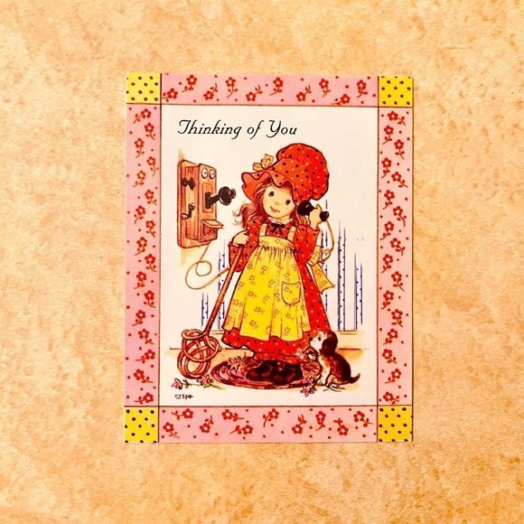 Vintage Thinking Of You Card Pink Girl Religious 2000 - Picture 1 of 4